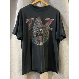 Vintage Taz Looney Tunes‎ T-Shirt Black Cartoon Hip Hop 1990s Warner Brothers